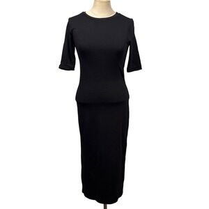 Topshop Black Midi Tee Shirt Dress US 6 UK 10 Bodycon Fitted Classic Minimalist